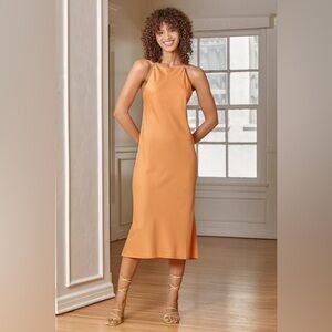 Sage The Label Light Orange Satin Cowl Back Long